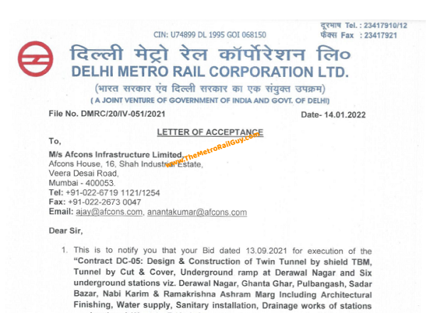 Afcons Awarded Delhi Metro Magenta Line’s DC-05 Contract