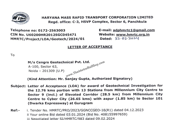 Cengrs Awarded Gurugram Metro HUDA – Cyber City Line’s Geotechnical Contract