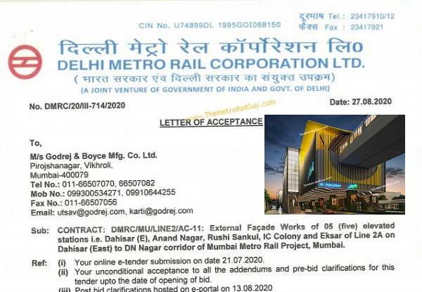 Godrej Awarded Mumbai Metro Line-2’s Station Facade Contracts