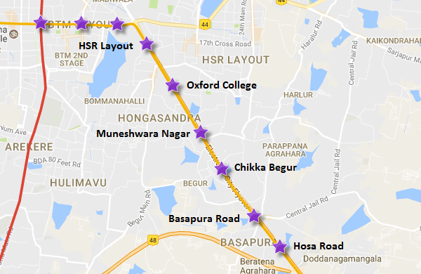 hsr layout bangalore map Bmrcl Invites Bids For Bangalore S Hosa Road Hsr Layout Stretch hsr layout bangalore map