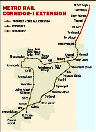 Route map showing extension - Source: The Hindu