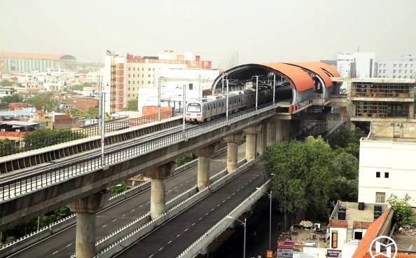 Jaipur Metro's double decker viaduct on Ajmer Road - Photo Copyright JMRC