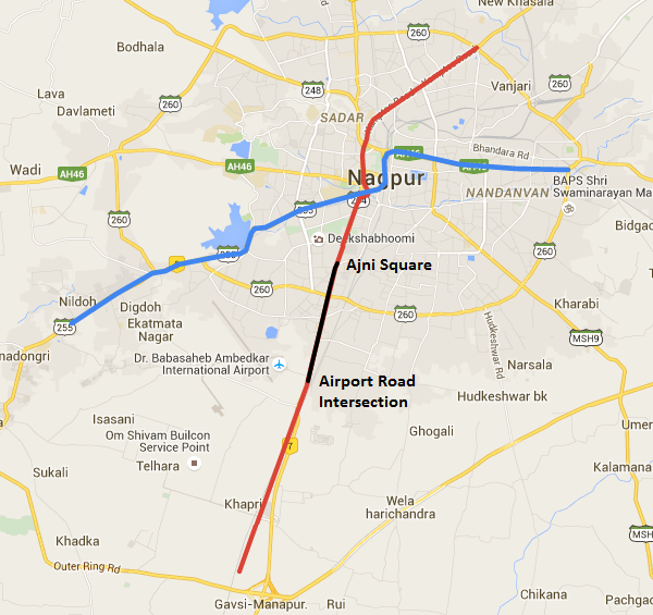 Location of Nagpur's Double Decker viaduct