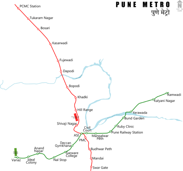 Pune Metro Route Map - Courtesy ArjunCM3