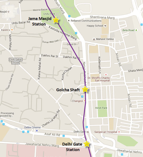 Alignment of Violet line showing the stations & Golcha shaft