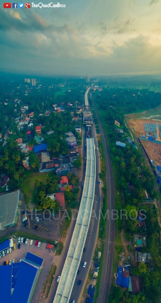 Kochi's Metro line at Muttom shot from a quadcopter! - Photo Copyright: 