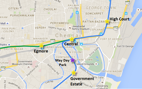 Remaining tunnel sections of Chennai's Metro project - view Chennai Metro map