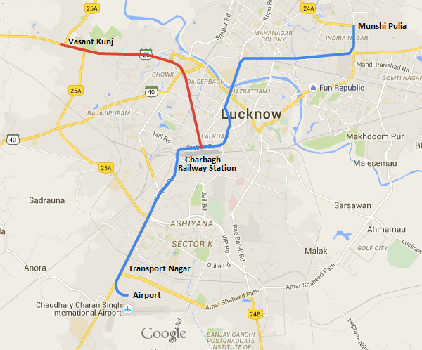 Lucknow Metro Route Map