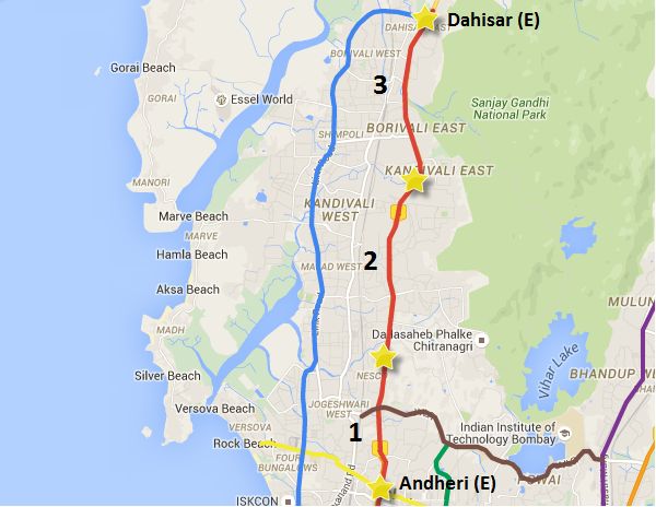 Alignment of Dahisar (E) - Andheri (E) line along with package numbers