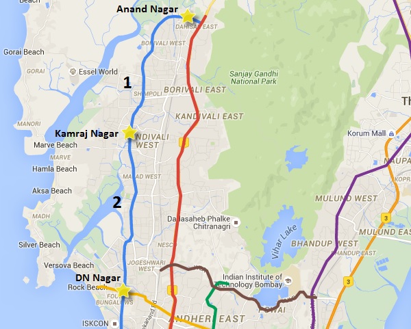 Dahisar - DN Nagar Metro Map