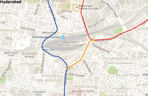 Hyderabad Metro's rake interchange viaduct on Bhoiguda Road