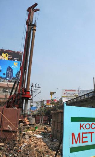 A piling rig at Kochi's South overbridge - Photo Copyright: The Hindu
