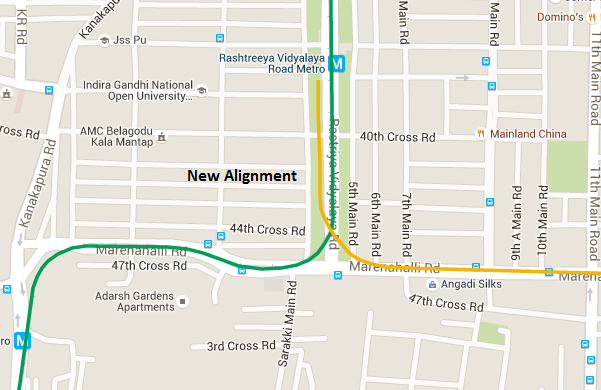 New Alignment - view Bangalore Metro Phase 2 map and information