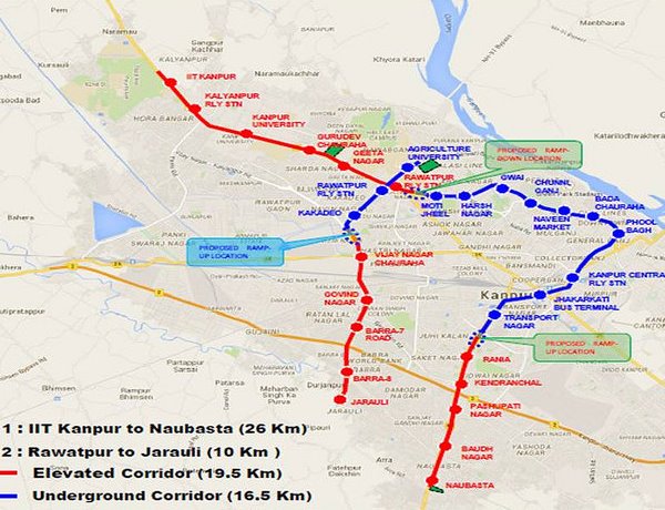 Preliminary DPR map shows location of stations along with elevated & underground sections