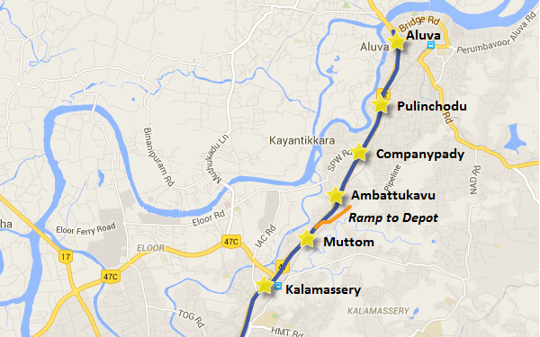 Location of Aluva station - view Kochi Metro map and information