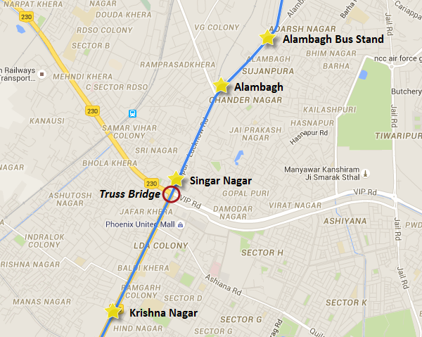 Bridge's final resting location - view Lucknow Metro information & map