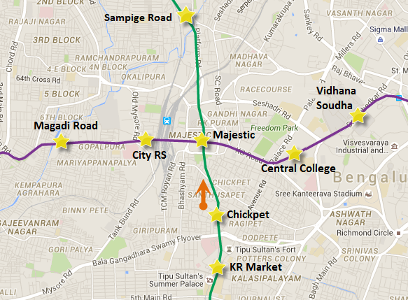 Arrows represent direction of tunneling by the last 2 TBMs - view Bangalore Metro map
