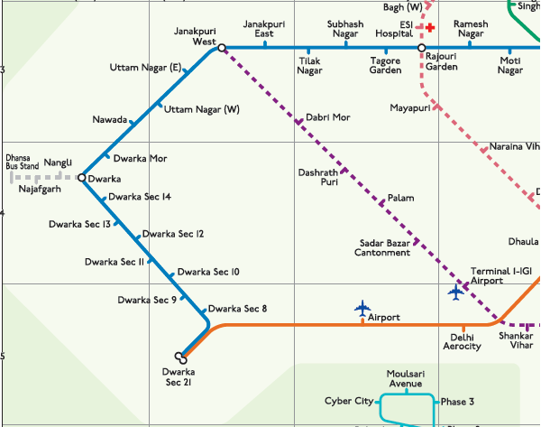 map of blue line Delhi Metro S Dwarka Najafgarh Line Named Grey Line The Metro map of blue line