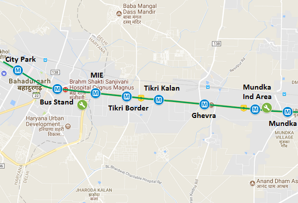 Trial Runs Begin On Delhi Metro S Green Line Extn To Bahadurgarh The   BahadurgarhMetroMap 