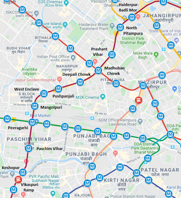 Delhi metro map 2020