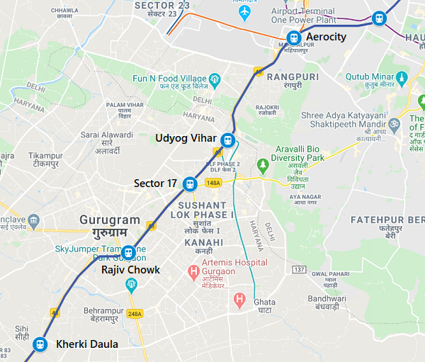 Rajiv Chowk Gurgaon Map 3 Bidders For Gurgaon Section Of Delhi – Alwar Rrts Line - The Metro Rail  Guy