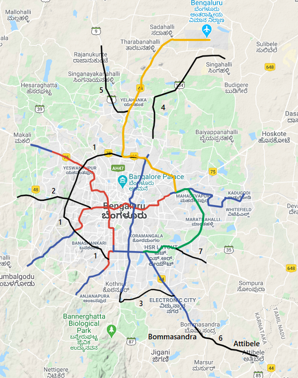 Bangalore Red Light Area Map Attibele Extn Dropped From Bangalore Metro Phase 3 Plans - The Metro Rail  Guy