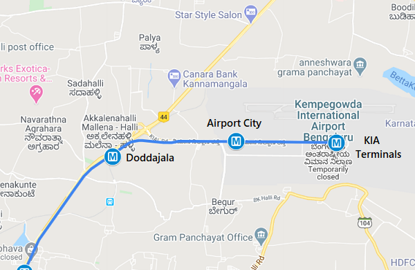 metro airport terminal map Bangalore Metro Airport Line S Stations To Be At Grade At Kia The metro airport terminal map