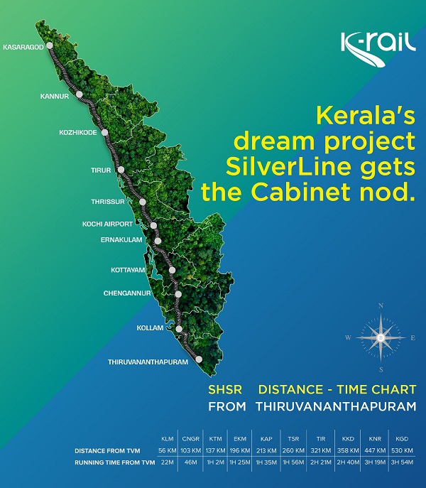 Silver Line Route Map Kerala Govt Approves 530 Km Semi High-Speed Silver Line Project - The Metro  Rail Guy