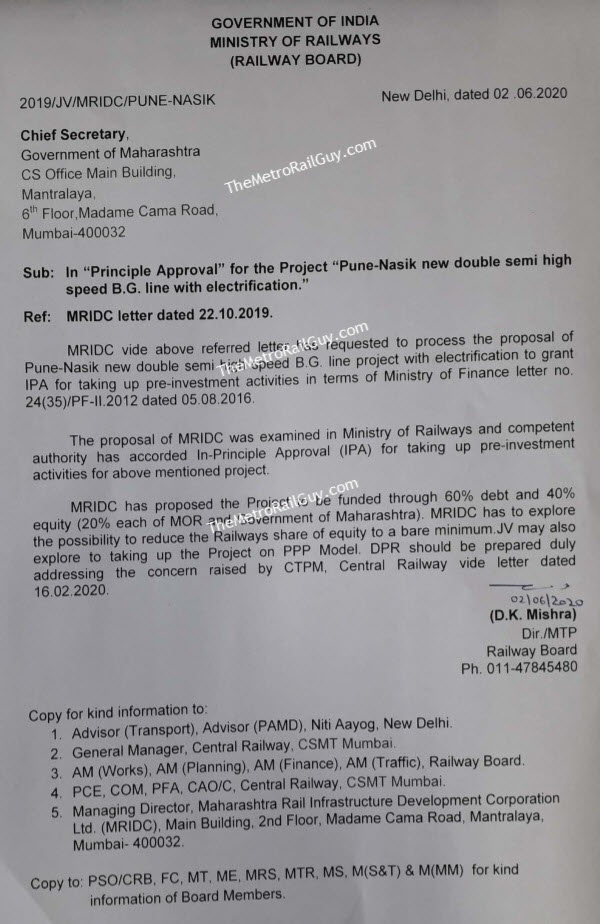 Bangalore To Pune Train Route Map Pune-Nashik Semi High-Speed Rail Gets Railways' In-Principle Approval - The  Metro Rail Guy