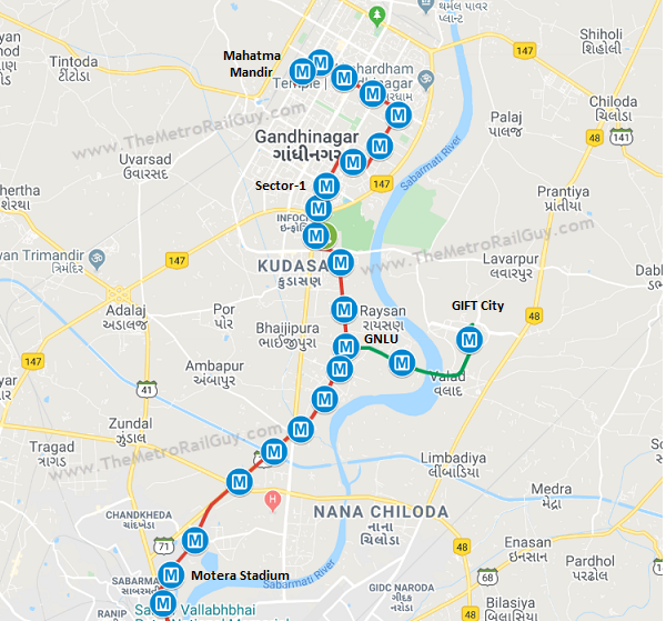 Ahmedabad Metro Phase 2 C2 S Final U Girder Launched By RBL The Metro   AhmedabadMetroPhase2MapN 