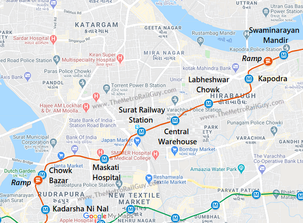 GMRC Invites Bids For Surat Metro S Underground Line The Metro Rail Guy   SuratMetroUndergroundRouteMap2 