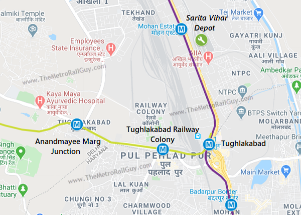 Sarita Vihar Delhi Map Dmrc To Augment Sarita Vihar Depot For Aerocity-Tughlakabad Line - The  Metro Rail Guy