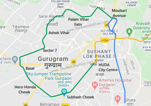 Metro Map Of Gurgaon South Carolina Map   GurugramMetroLineAlignment 