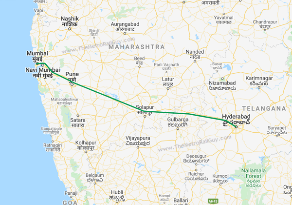 Distance Between Hyderabad To Pune Nhsrcl Invites Survey Bids For Mumbai – Hyderabad High Speed Rail - The  Metro Rail Guy