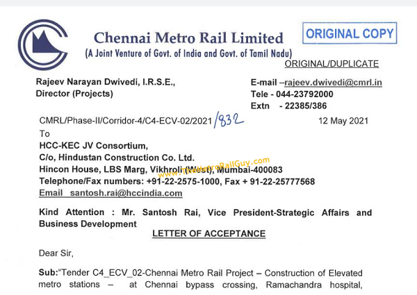 L&T, Tata, HCC-KEC Awarded Chennai Metro Phase 2’s Contracts