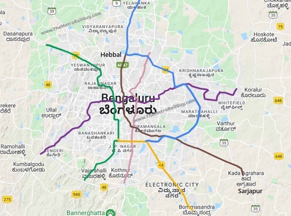 Bangalore To Doddaballapur Route Map Hebbal – Sarjapur Line Readded To Bangalore Metro Phase 3 Plans - The Metro  Rail Guy