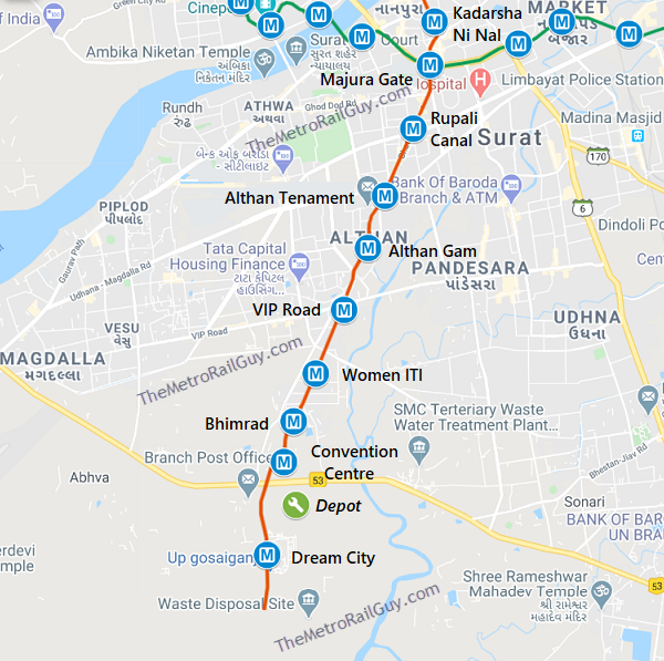 SuratMetroLine1RouteMapCS1B